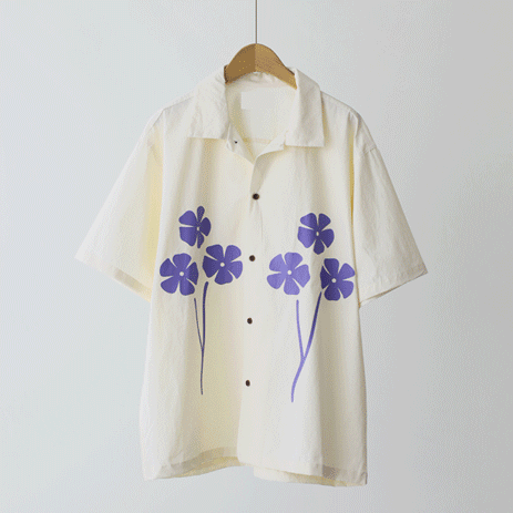 菠蘿花短袖襯衫 T7726