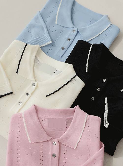 Viotine領短袖針織衫 K4292