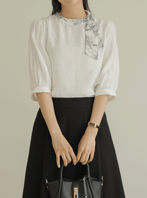 Ehiri撞色領帶女襯衫 T11953