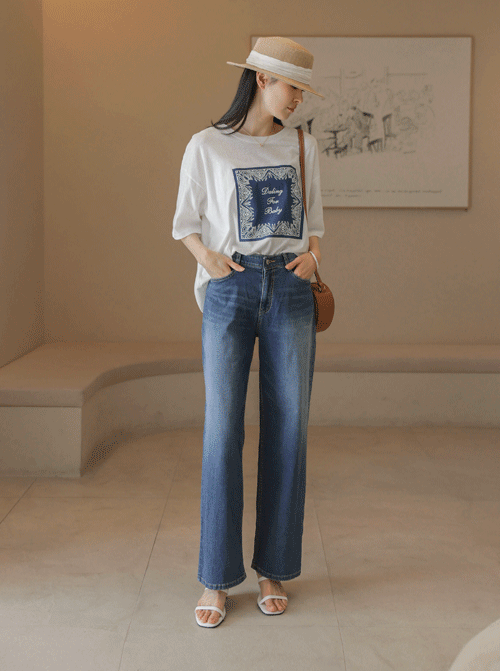 Emina 寬鬆直筒長褲 P7434