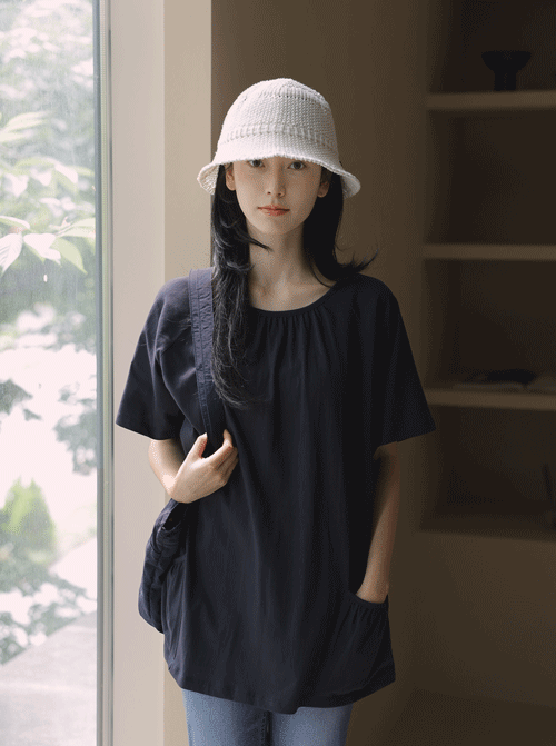 Ahomi 褶皺短袖T卹 T12535