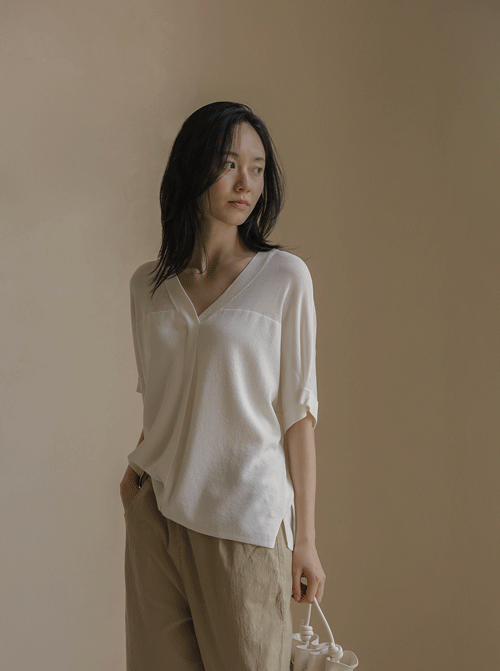 Dervan V領短袖針織衫 K4364